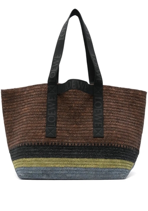 LOEWE Fold Shopper raffia-weave logo tote bag - Brown
