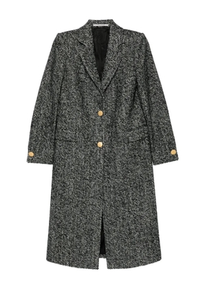 Tagliatore herringbone button-detail coat - Black