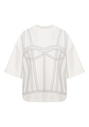 HAMZA corset stitching top - White