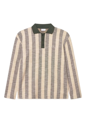 Les Deux striped long-sleeve polo shirt - Neutrals