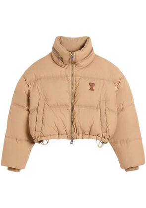 AMI Paris logo-print puffed jacket - Neutrals