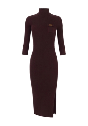 Elisabetta Franchi high-neck ribbed-knit dress - Red