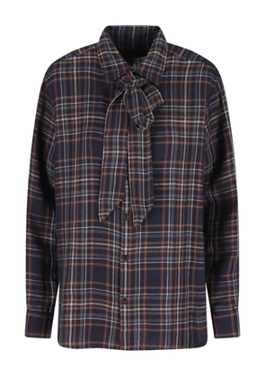 Saint Laurent tie-fastening checked shirt - Black
