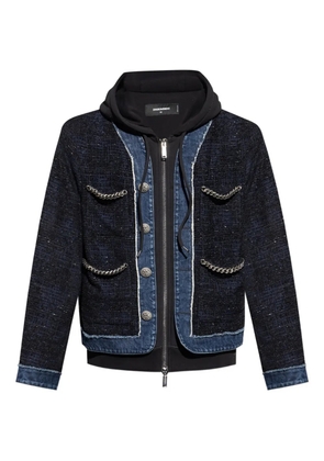 DSQUARED2 chain-trimmed tweed jacket - Blue
