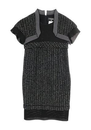 CHANEL Pre-Owned 1986-1988 tweed mesh-panel mini dress - Black
