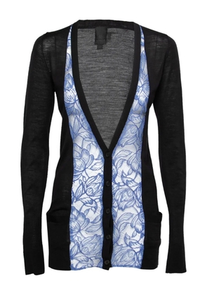 Vera Wang lace-panel wool cardigan - Black