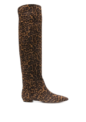 Gianvito Rossi 10mm leopard-print calf-leather boots - Brown