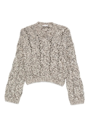 Brunello Cucinelli cable-knit balloon-sleeve sweater - Neutrals