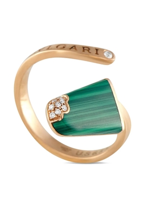 Bvlgari Pre-Owned 18K rose gold Gelati diamond malachite ring - Pink