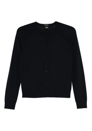 BOSS wool round-neck cardigan - Blue