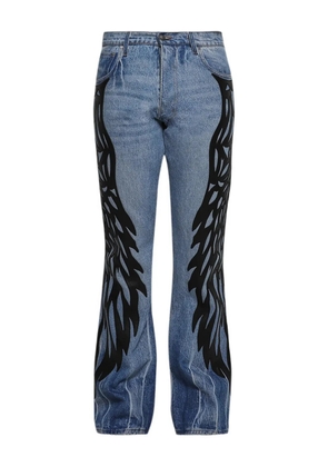 EARTHLING VIP five-pocket wing-print jeans - Blue