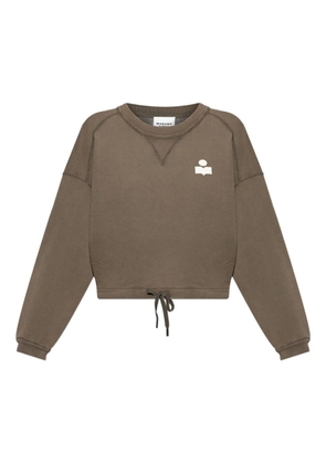 MARANT ÉTOILE logo-print drawstring-hem sweatshirt - Brown