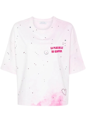 Loulou crystal-embellished washed T-shirt - Pink