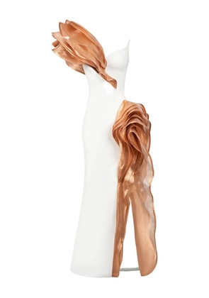 Gaby Charbachy ruffle-detail side-split evening gown - White