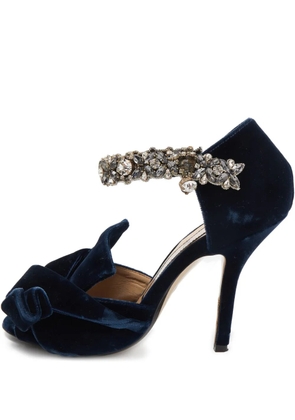 Nº21 pre-owned 105mm crystal-embellished velvet sandals - Blue