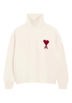 AMI Paris Ami De Coeur funnel-neck wool sweater - Neutrals