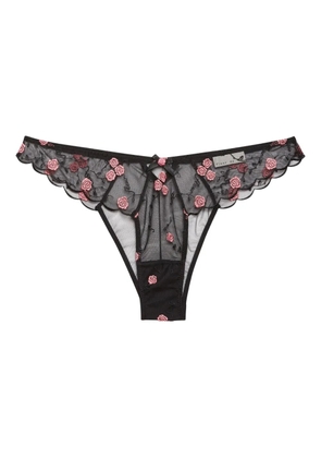 Fleur Du Mal embroidery scallop-edge thong - Black