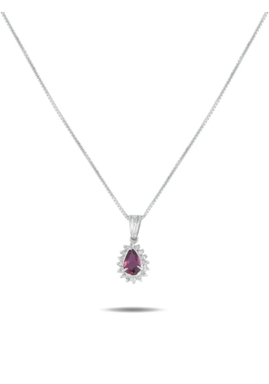 LB Exclusive platinum ruby and diamond halo necklace - Silver