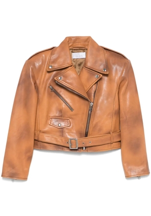 Giuseppe Di Morabito spray-paint effect biker jacket - Brown