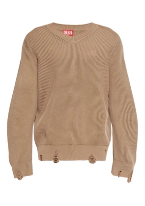 Diesel ribbed V-neck sweater - Neutrals