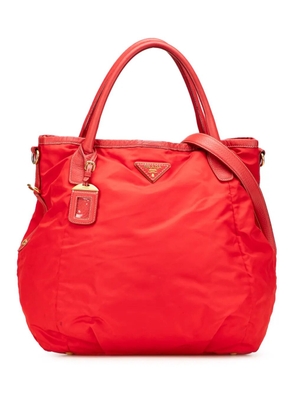 Prada Pre-Owned 2000-2025 Vitello Daino Trimmed Tessuto satchel - Red