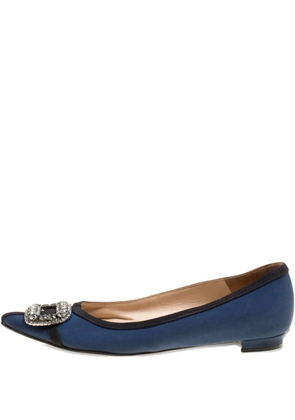 Manolo Blahnik Hangisi crystal-buckle loafers - Blue