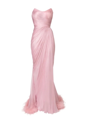 Iris Serban Mera pleated feather-trimmed gown - Pink