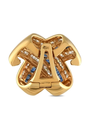 LB Exclusive 18K yellow gold crossover sapphire and diamond pendant