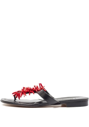 Manolo Blahnik leather thong flats - Black