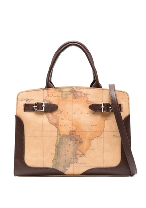 ALVIERO MARTINI 1° CLASSE Valley Geo map-print tote bag - Brown