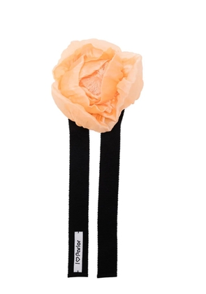 Parlor flower-detail ribbon chocker necklace - Orange