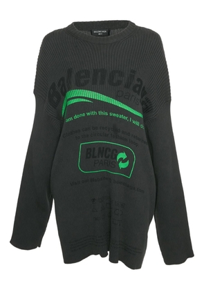 Balenciaga Pre-Owned ribbed-knit logo sweater - Grey