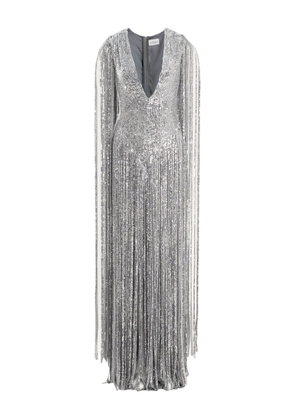 Ana Radu sequin-embellishment fringed maxi dress - Silver