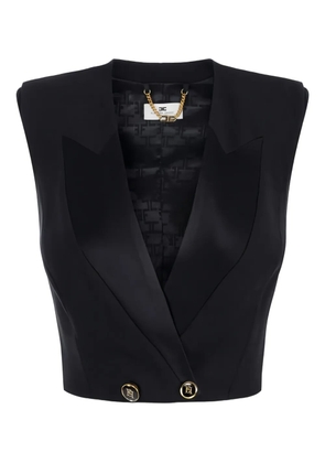 Elisabetta Franchi satin lapels button waistcoat - Black