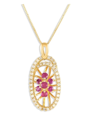 LB Exclusive 14K yellow gold diamond and ruby necklace
