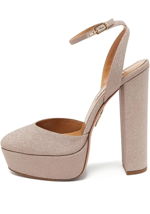 Aquazzura pre-owned 150mm glitter-embellished platform pumps - Pink