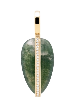 By Pariah 14k yellow gold small diamond and agate pendant - Green