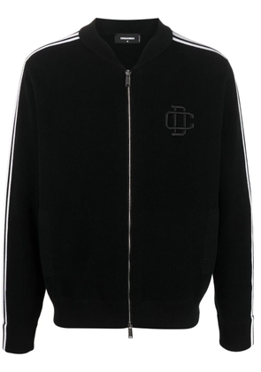 DSQUARED2 logo-embroidered bird's eye knit cardigan - Black