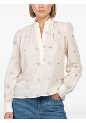 CISSA embroidered puff-sleeve tunic - White