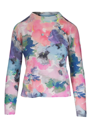 Kinross Cashmere floral long-sleeve top - Pink