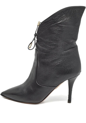Aquazzura 85mm pointed-toe leather ankle boots - Black