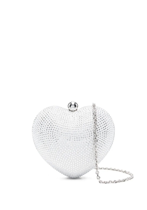 MACH & MACH mini Crystal Heart embellished bag - White