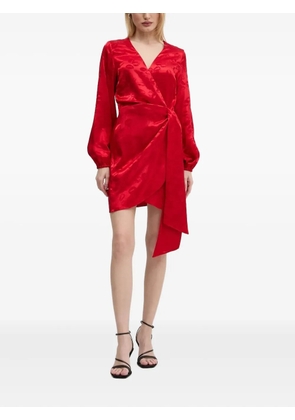 NEVER FULLY DRESSED lip-jacquard wrap asymmetric party dress - Red