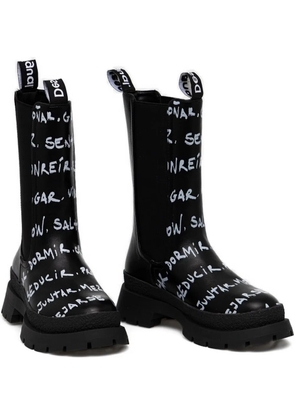 Desigual lettering-print chelsea boots - Black