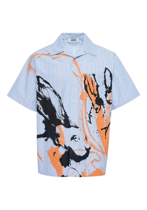 MSGM striped printed shirt - Blue