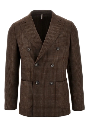 Santaniello double-breasted check jacket - Brown