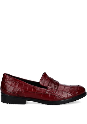 ECCO crocodile-embossed penny loafers - Red