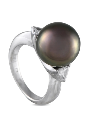 LB Exclusive platinum diamond and Tahitian pearl ring - Silver