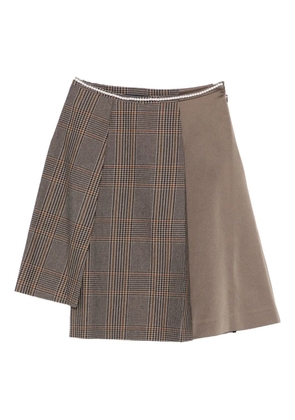 Kolor Prince of Wales-check skirt - Brown