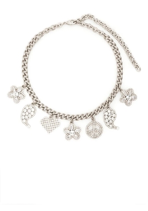 Alessandra Rich crystal-embellished charm necklace - Silver